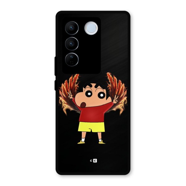 Fire Shinchan Metal Back Case for Vivo V27 Pro