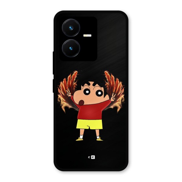 Fire Shinchan Metal Back Case for Vivo Y22s