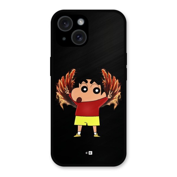 Fire Shinchan Metal Back Case for iPhone 15