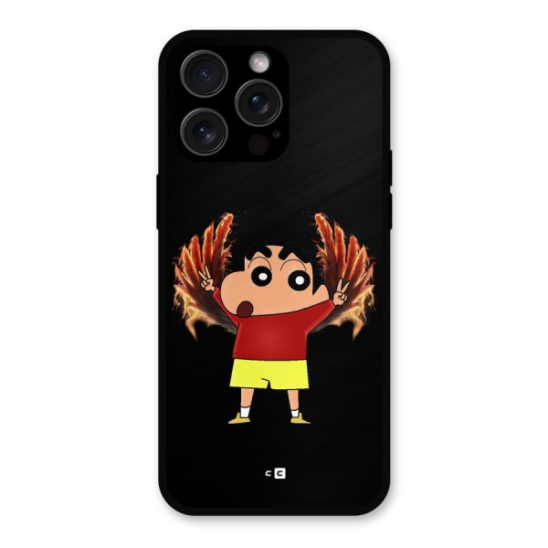 Fire Shinchan Metal Back Case for iPhone 15 Pro Max