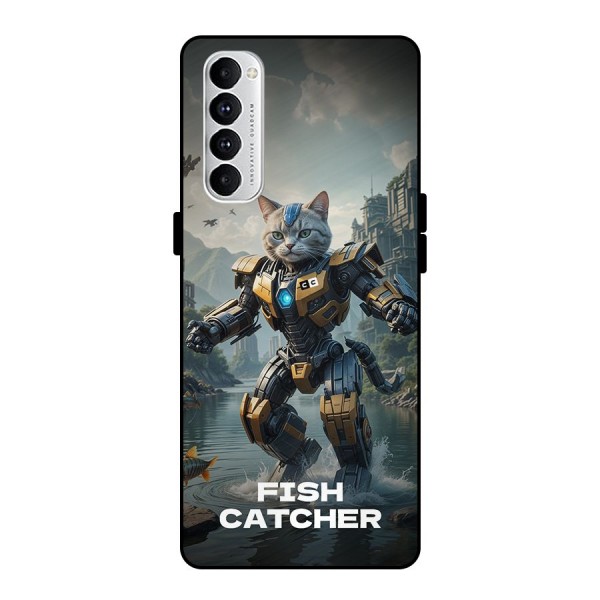 Fish Catcher Metal Back Case for Oppo Reno4 Pro