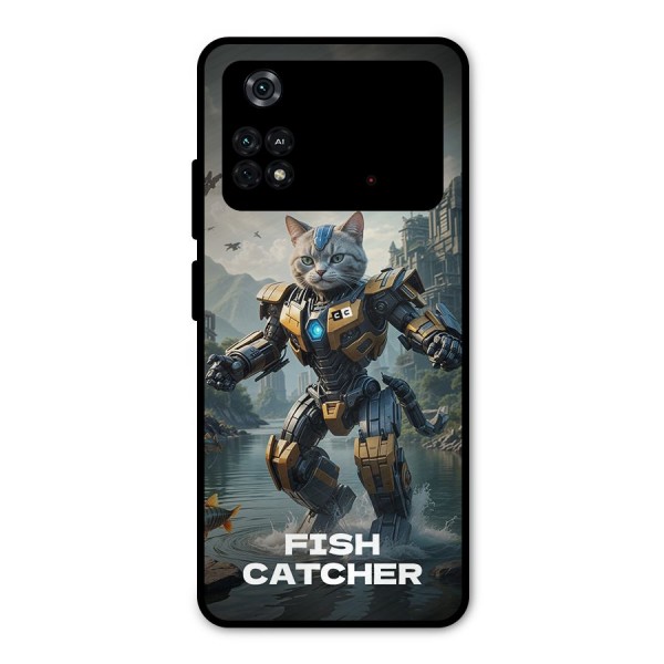 Fish Catcher Metal Back Case for Poco M4 Pro 4G