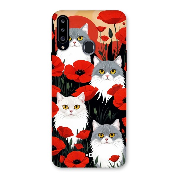 Floral Cat Back Case for Galaxy A20s