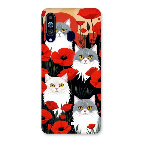 Floral Cat Back Case for Galaxy A60