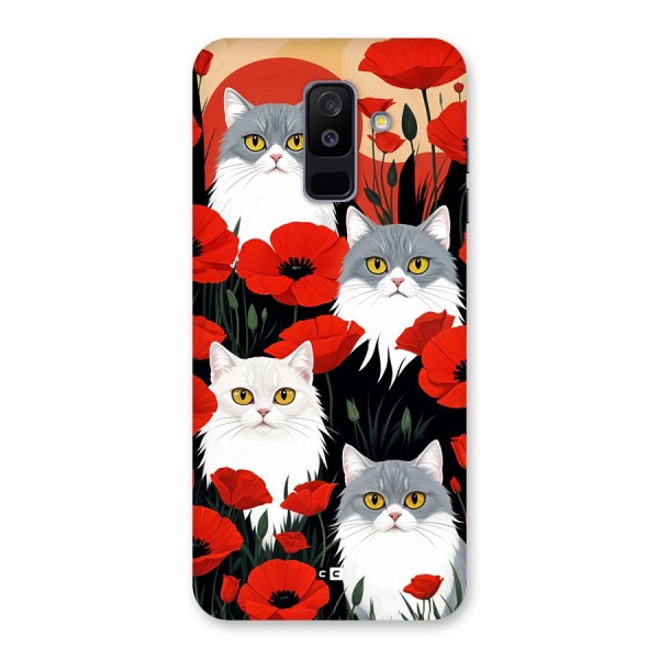 Floral Cat Back Case for Galaxy A6 Plus