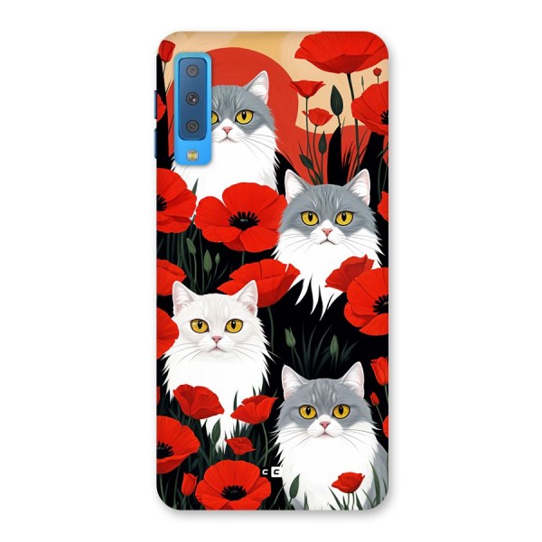 Floral Cat Back Case for Galaxy A7 (2018)