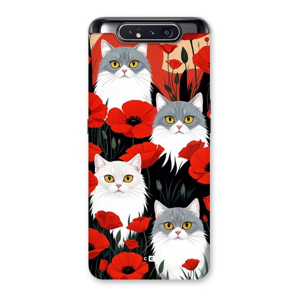 Floral Cat Back Case for Galaxy A80