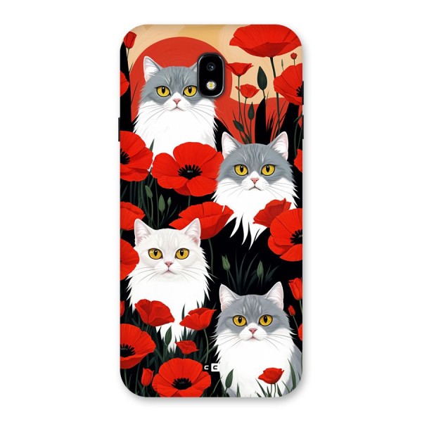 Floral Cat Back Case for Galaxy J7 Pro