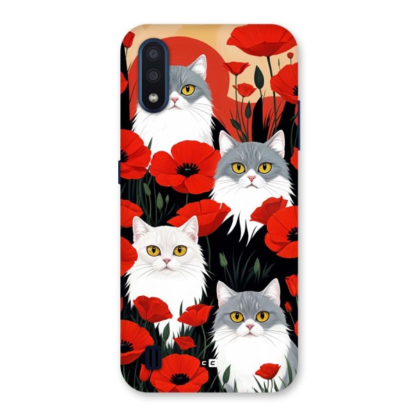 Floral Cat Back Case for Galaxy M01