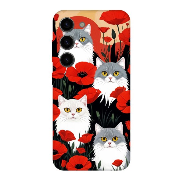 Floral Cat Back Case for Galaxy S23