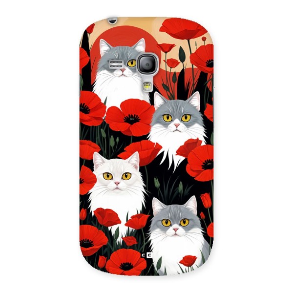 Floral Cat Back Case for Galaxy S3 Mini