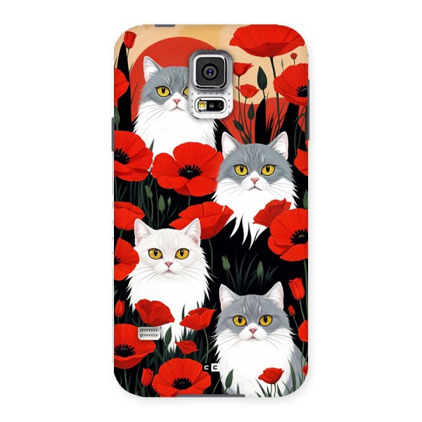 Floral Cat Back Case for Galaxy S5