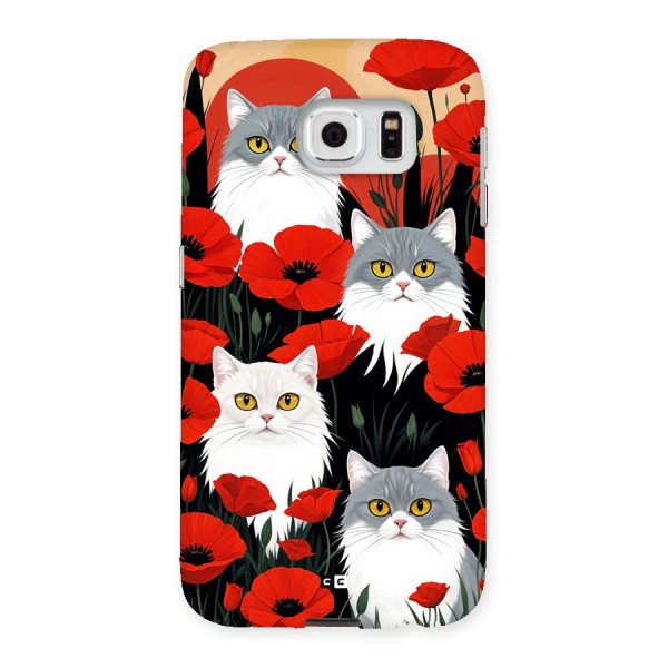 Floral Cat Back Case for Galaxy S6