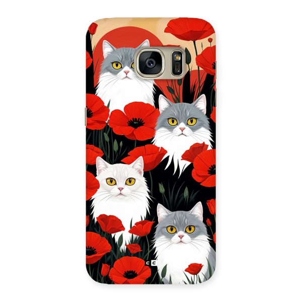 Floral Cat Back Case for Galaxy S7