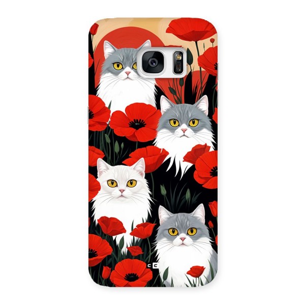 Floral Cat Back Case for Galaxy S7 Edge