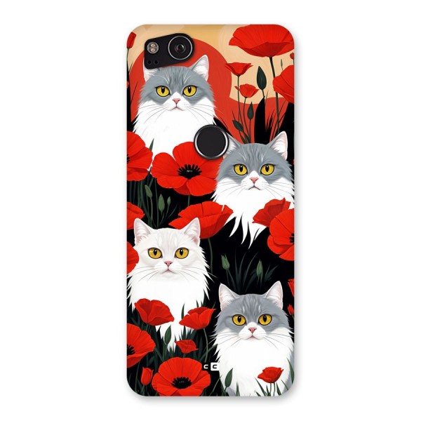 Floral Cat Back Case for Google Pixel 2