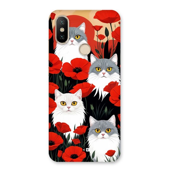 Floral Cat Back Case for Mi A2