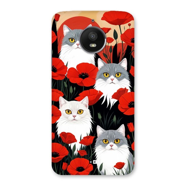 Floral Cat Back Case for Moto E4 Plus