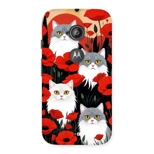 Floral Cat Back Case for Moto E 2nd Gen