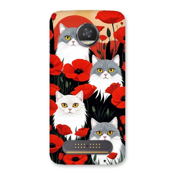 Floral Cat Back Case for Moto Z2 Play