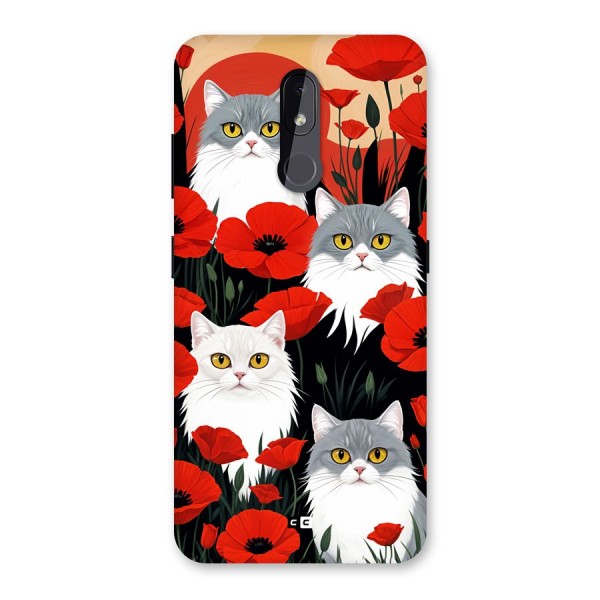 Floral Cat Back Case for Nokia 3.2