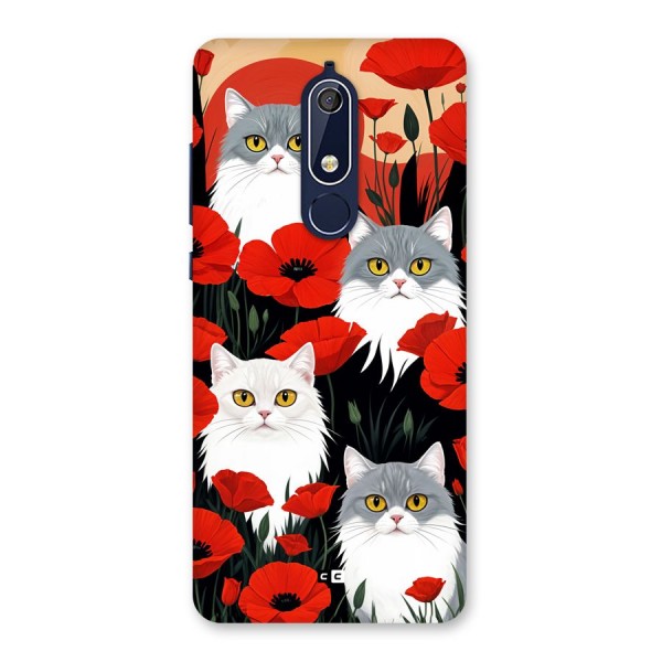 Floral Cat Back Case for Nokia 5.1