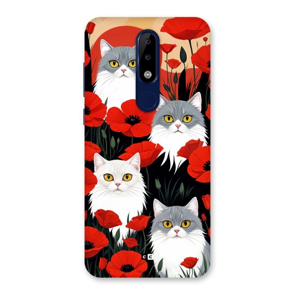 Floral Cat Back Case for Nokia 5.1 Plus