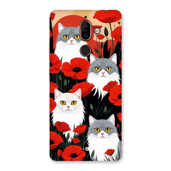 Floral Cat Back Case for Nokia 7 Plus