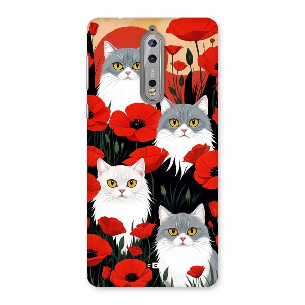 Floral Cat Back Case for Nokia 8