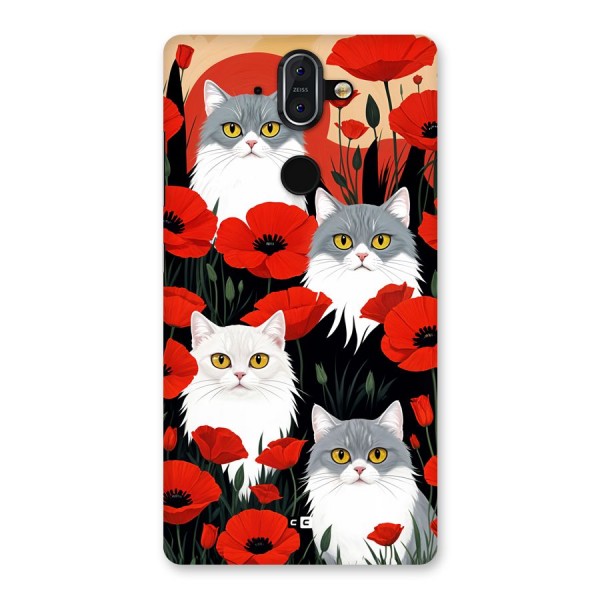 Floral Cat Back Case for Nokia 8 Sirocco