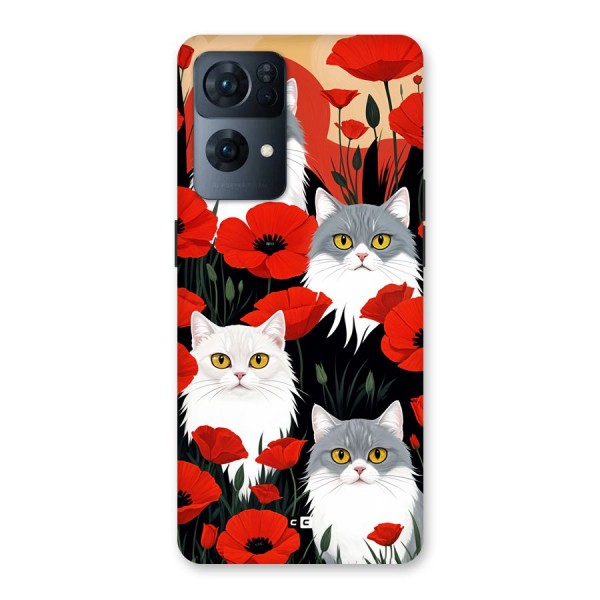 Floral Cat Back Case for Oppo Reno7 Pro 5G