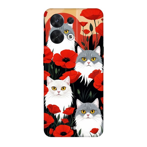 Floral Cat Back Case for Oppo Reno8 5G