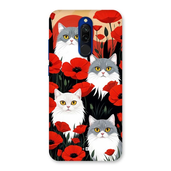 Floral Cat Back Case for Redmi 8