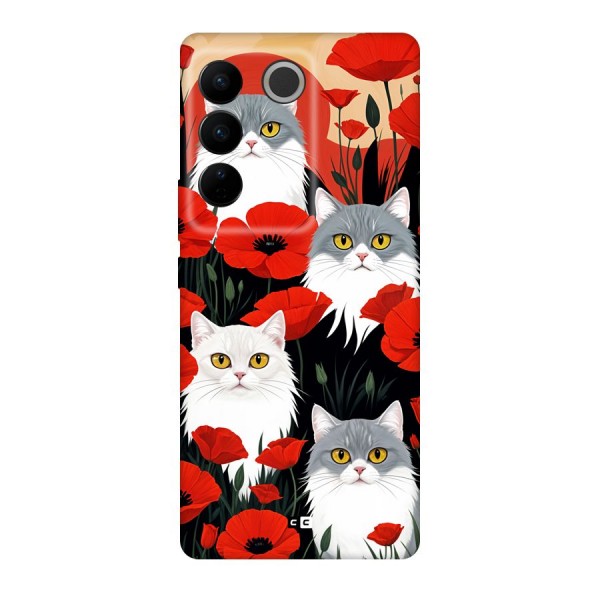 Floral Cat Back Case for Vivo V27