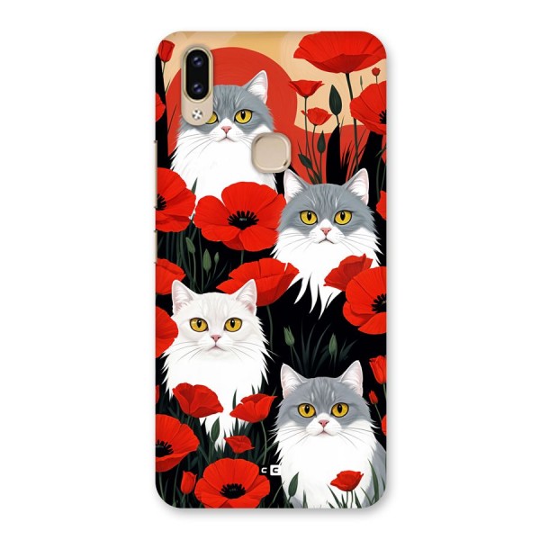 Floral Cat Back Case for Vivo V9 Youth