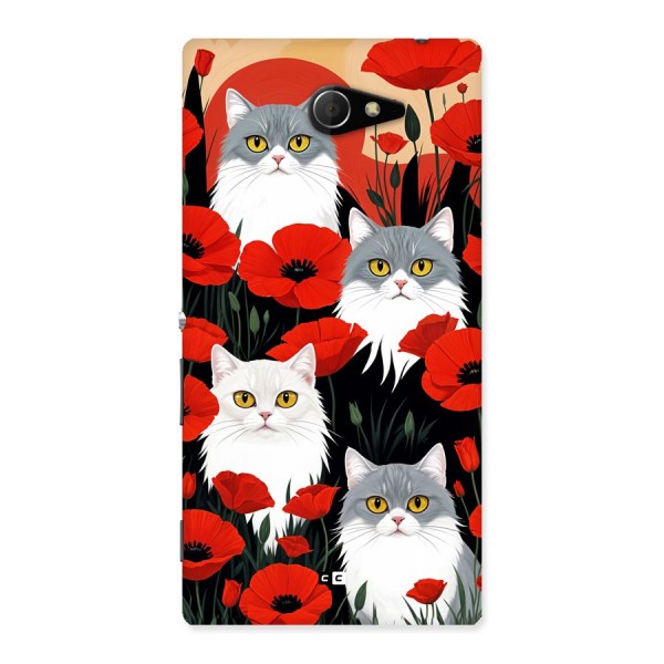 Floral Cat Back Case for Xperia M2