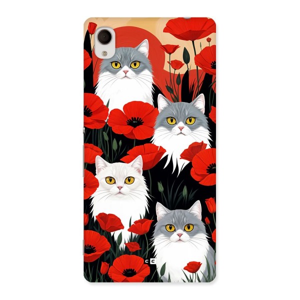 Floral Cat Back Case for Xperia M4 Aqua