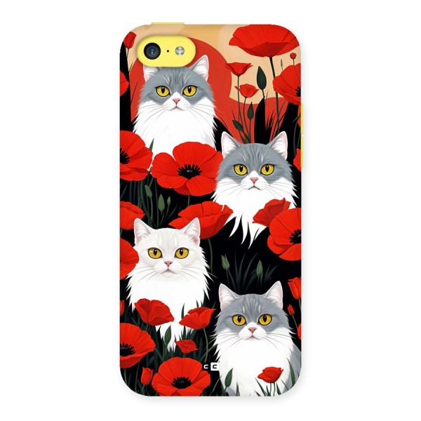 Floral Cat Back Case for iPhone 5C