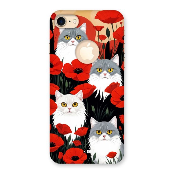 Floral Cat Back Case for iPhone 8 Logo Cut