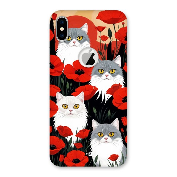 Floral Cat Back Case for iPhone XS Logo Cut