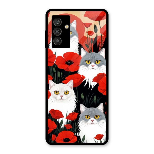 Floral Cat Glass Back Case for Galaxy M13