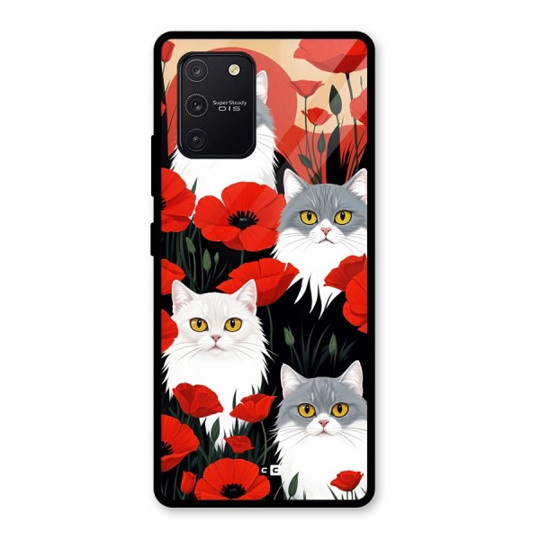 Floral Cat Glass Back Case for Galaxy S10 Lite