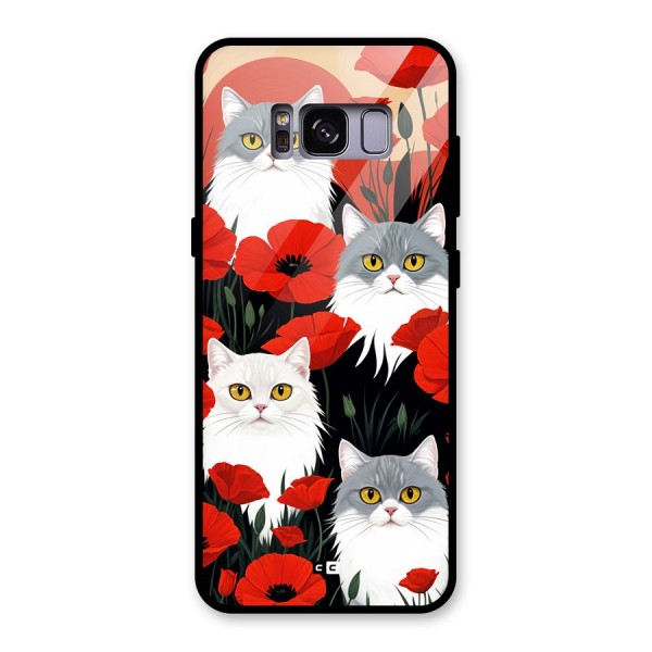 Floral Cat Glass Back Case for Galaxy S8