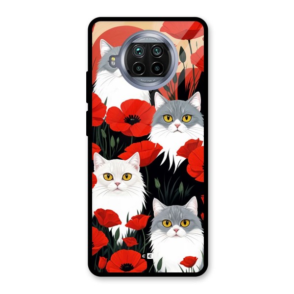 Floral Cat Glass Back Case for Mi 10i