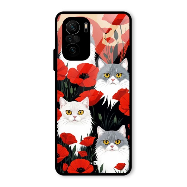 Floral Cat Glass Back Case for Mi 11x