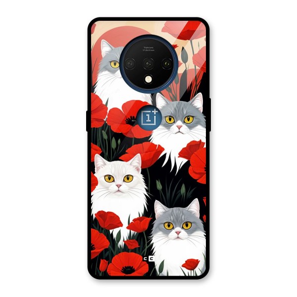 Floral Cat Glass Back Case for OnePlus 7T