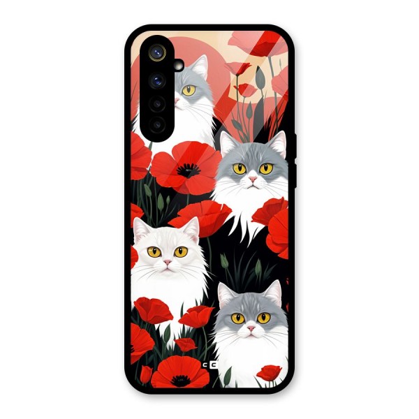 Floral Cat Glass Back Case for Realme 6