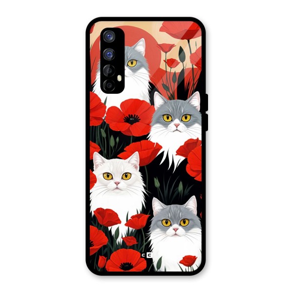 Floral Cat Glass Back Case for Realme 7