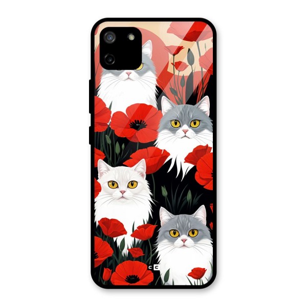 Floral Cat Glass Back Case for Realme C11