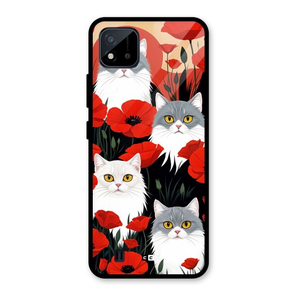 Floral Cat Glass Back Case for Realme C11 2021